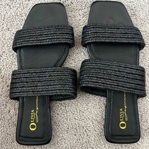 Olivia Ferguson‎ Womens Black Sandals Flat 7